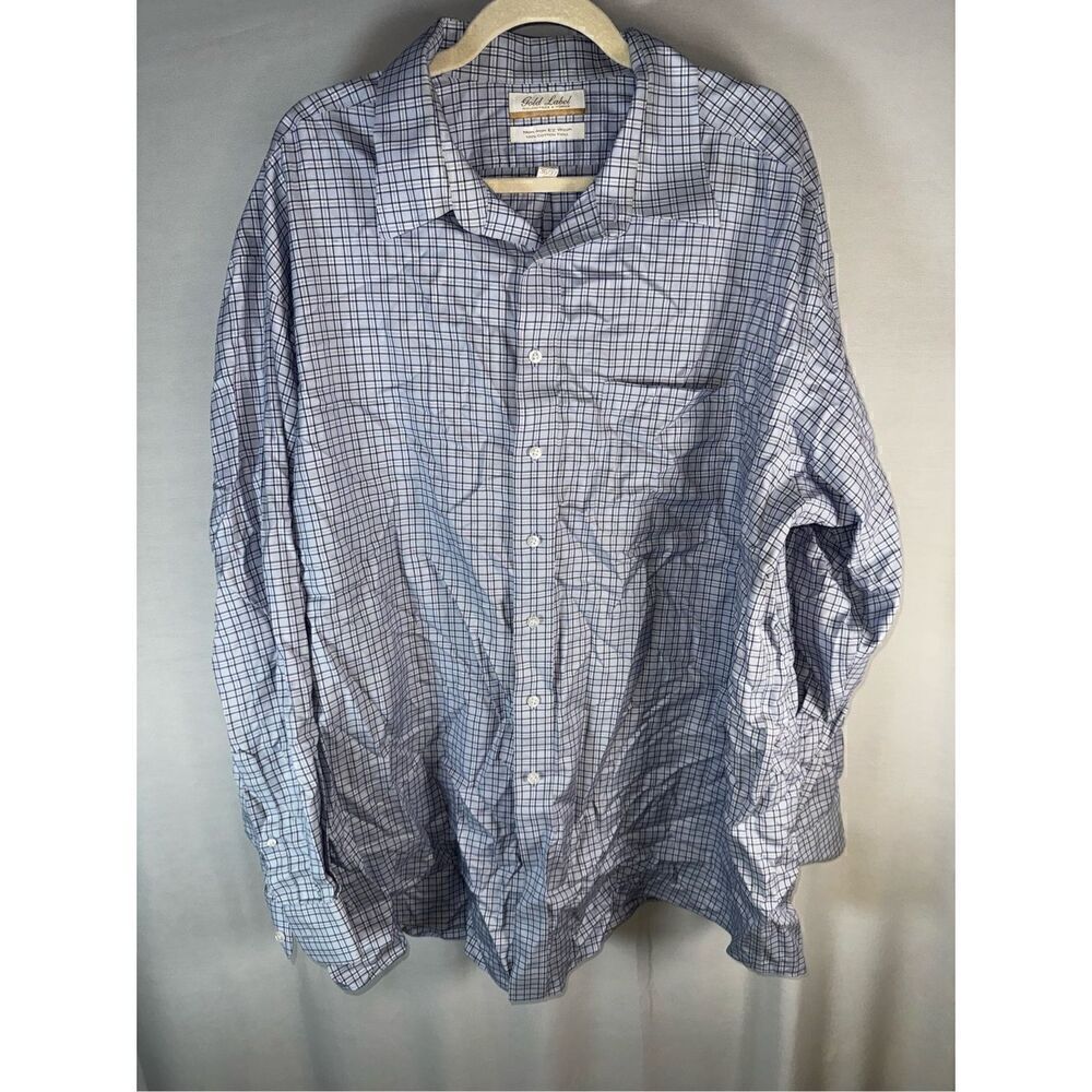 Roundtree & Yorke Gold Label Long Sleeve Shirt Mens 18 1/2 Big Non-Iron